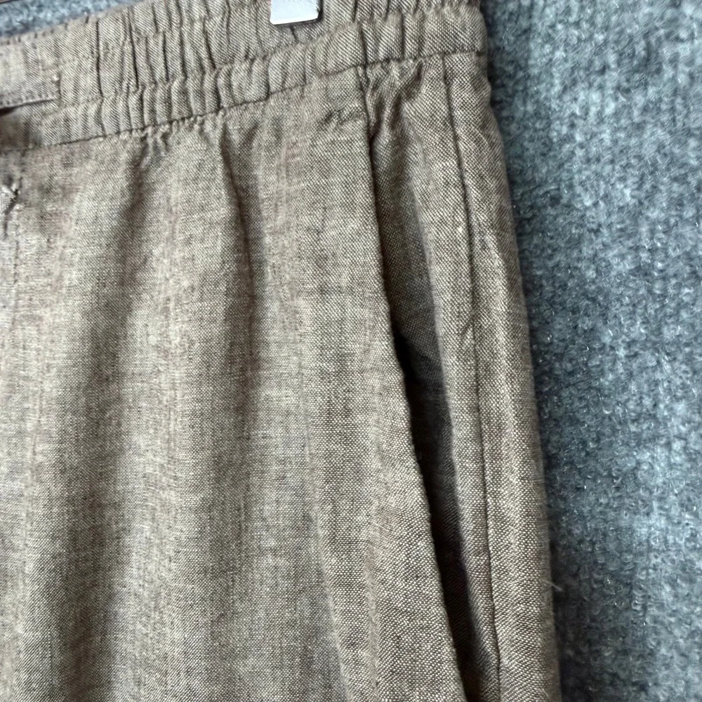 H&M Pants Womens Small‎ Brown Linen Blend Drawstring Regular Fit Straight Leg